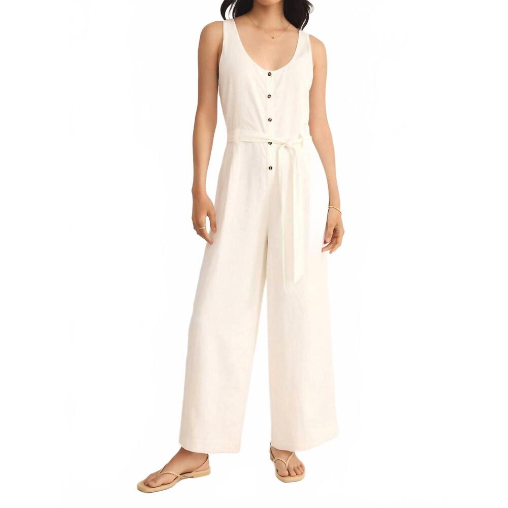 NEW Z SUPPLY adler linen jumpsuit in white